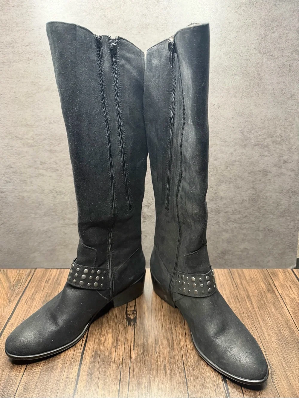 A2 By Aerosoles women’s PALMYRA Black Knee High Boot Biker Motorcycle 8.5M